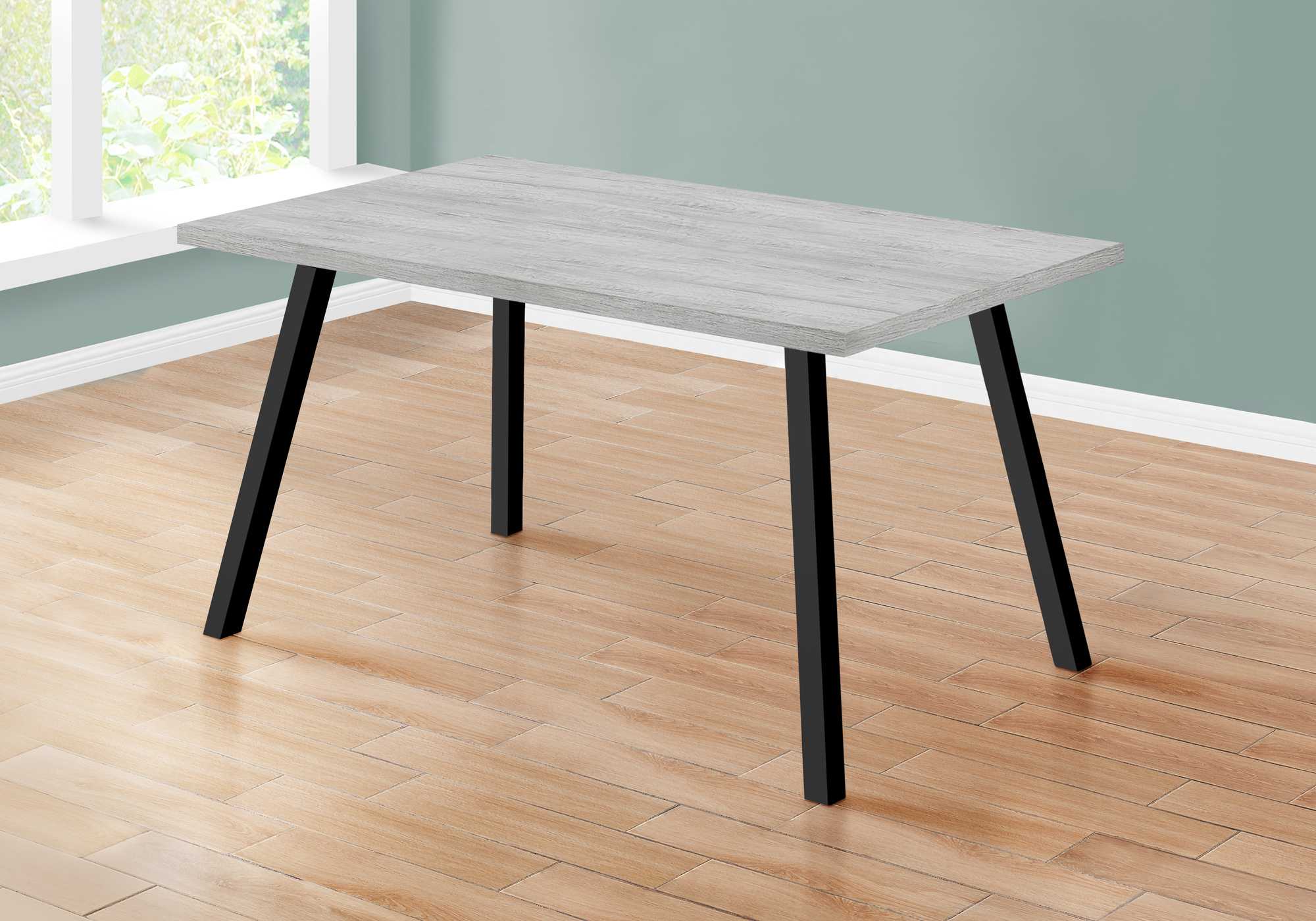 60" Gray And Black Metal Dining Table - Homeroots