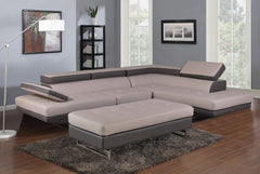 Gray Leather L Shaped Two Piece Corner Sectional