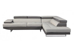 Gray Leather L Shaped Two Piece Corner Sectional - Homeroots