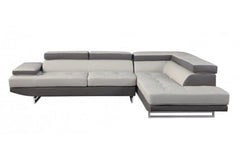 Gray Leather L Shaped Two Piece Corner Sectional