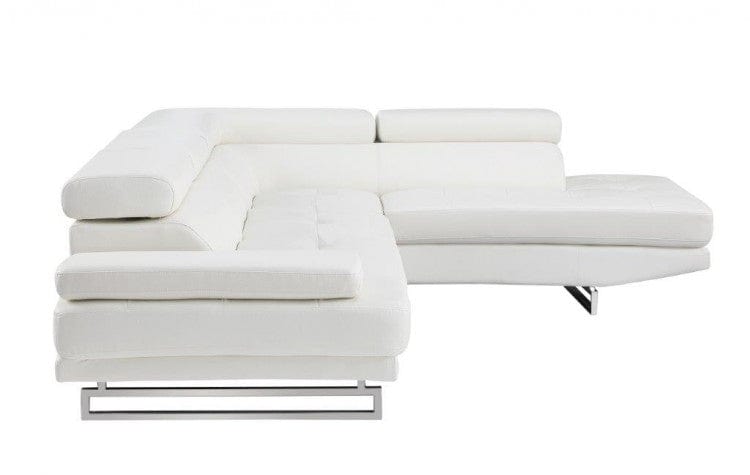 White Leather L Shaped Two Piece Corner Sectional