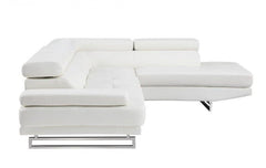 White Leather L Shaped Two Piece Corner Sectional