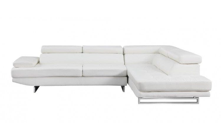 White Leather L Shaped Two Piece Corner Sectional