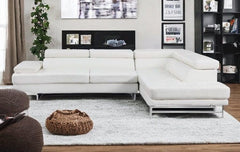 White Leather L Shaped Two Piece Corner Sectional