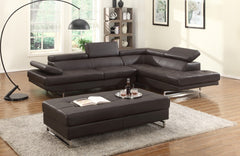 Brown Leather L Shaped Two Piece Corner Sectional