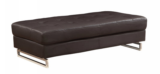 63" Brown Faux Leather And Gold Ottoman