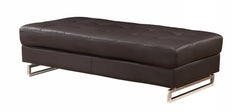 63" Brown Faux Leather And Gold Ottoman