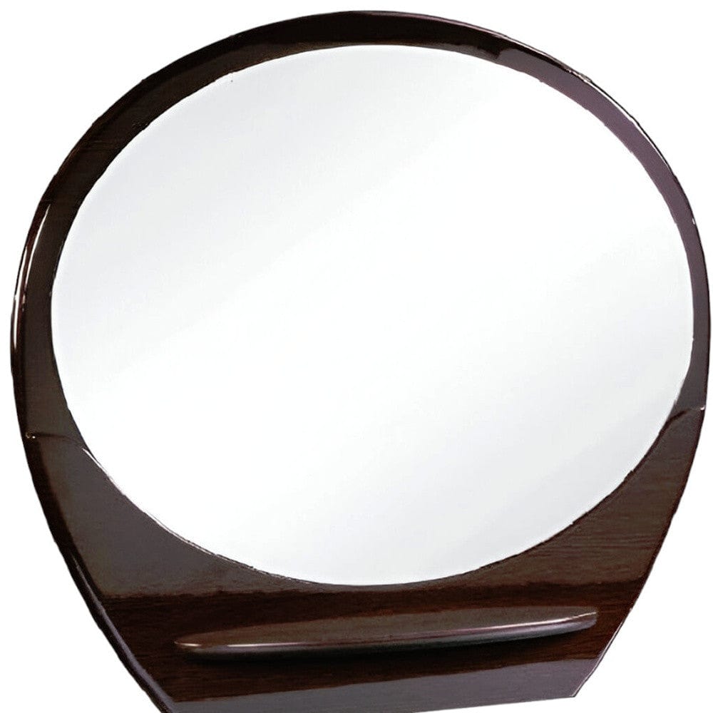 39" Brown Oval Framed Dresser Mirror - Homeroots