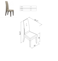 Seven Piece Dark Brown Solid Wood Dining Set with Six Chairs