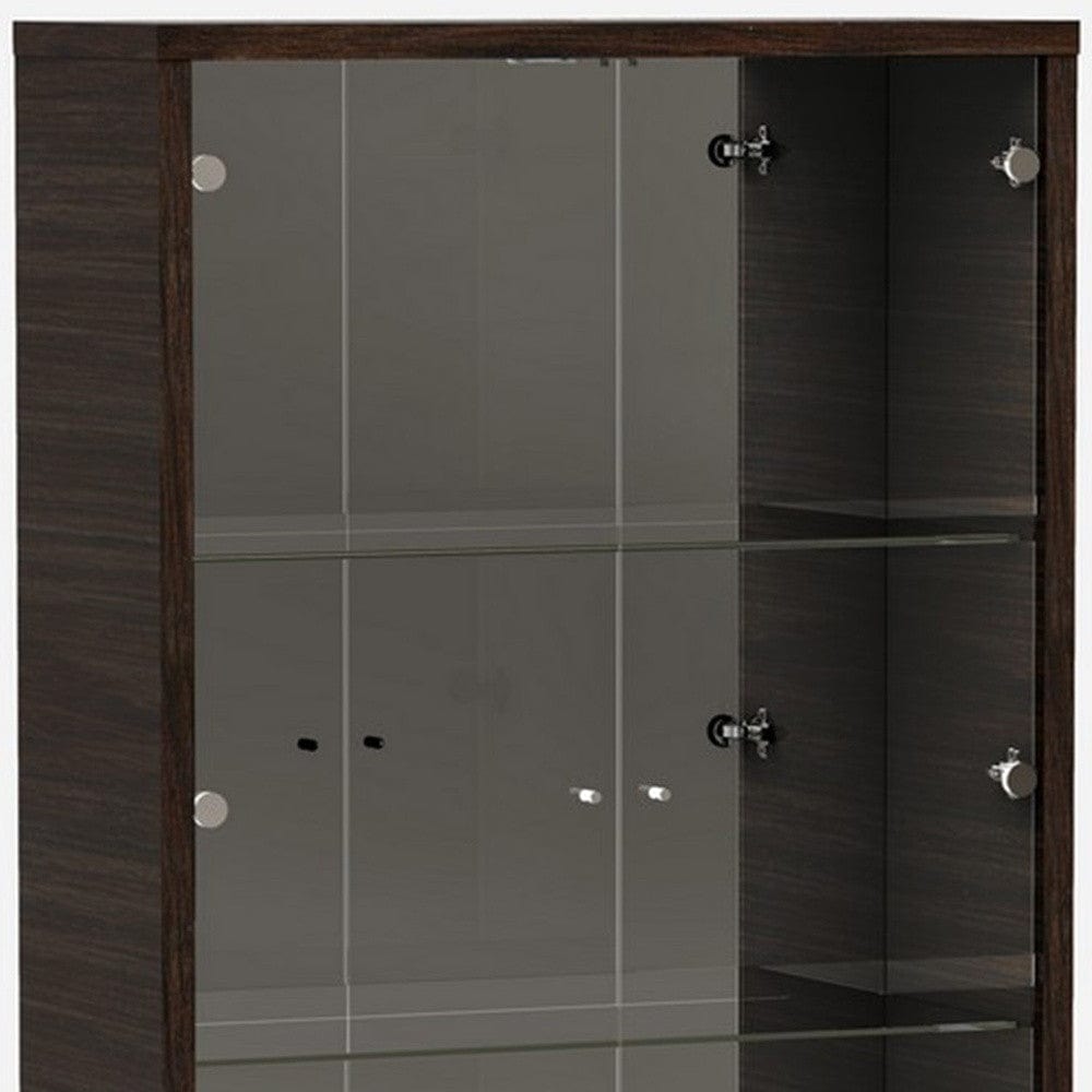 43" Silver and Dark Brown Display Stand With Three Shelves And One Drawer - Homeroots