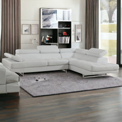 Gray Leather L Shaped Two Piece Corner Sectional - Homeroots