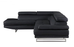 Black Faux Leather L Shaped Two Piece Corner Sectional