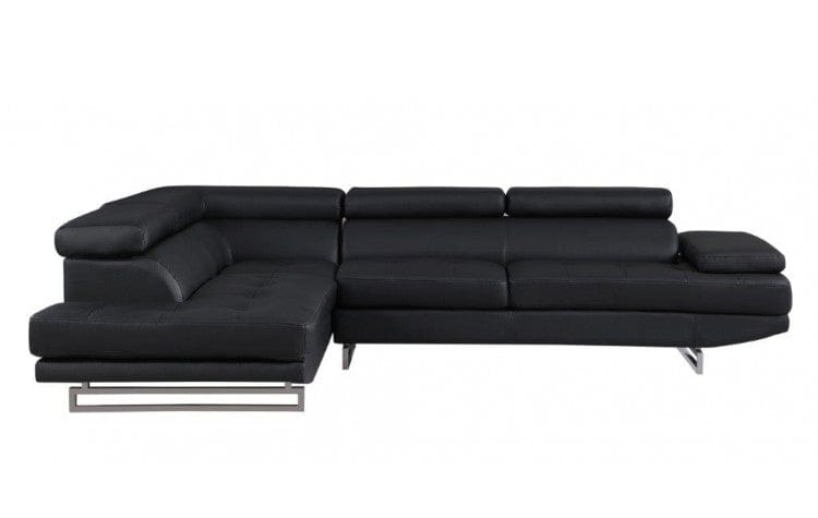 Black Faux Leather L Shaped Two Piece Corner Sectional - Homeroots