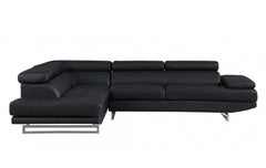 Black Faux Leather L Shaped Two Piece Corner Sectional