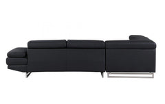 Black Faux Leather L Shaped Two Piece Corner Sectional