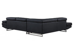 Black Faux Leather L Shaped Two Piece Corner Sectional