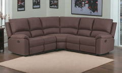 Brown Polyester Blend Reclining U Shaped Three Piece Corner Sectional