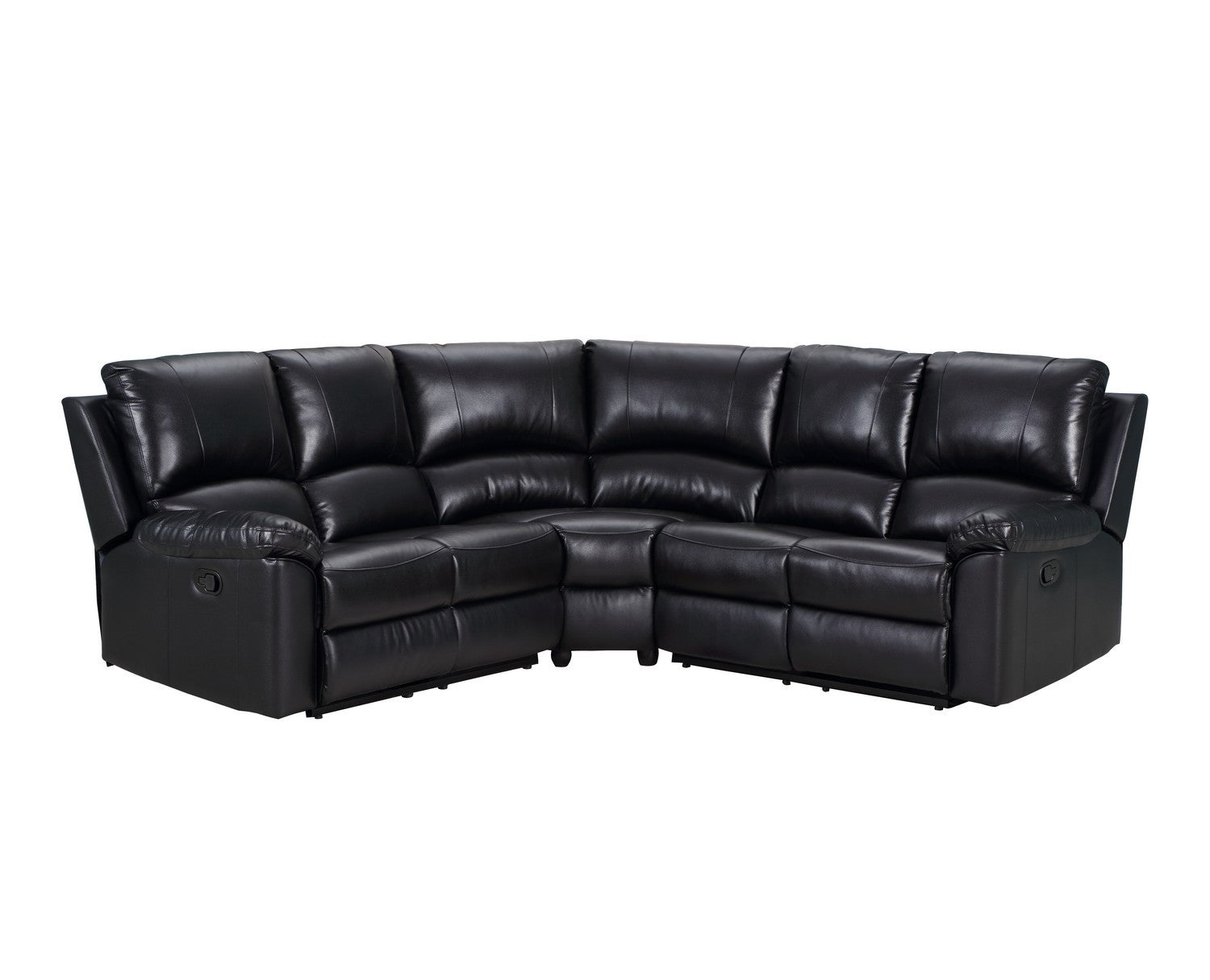 Black Polyester Blend Reclining U Shaped Three Piece Corner Sectional