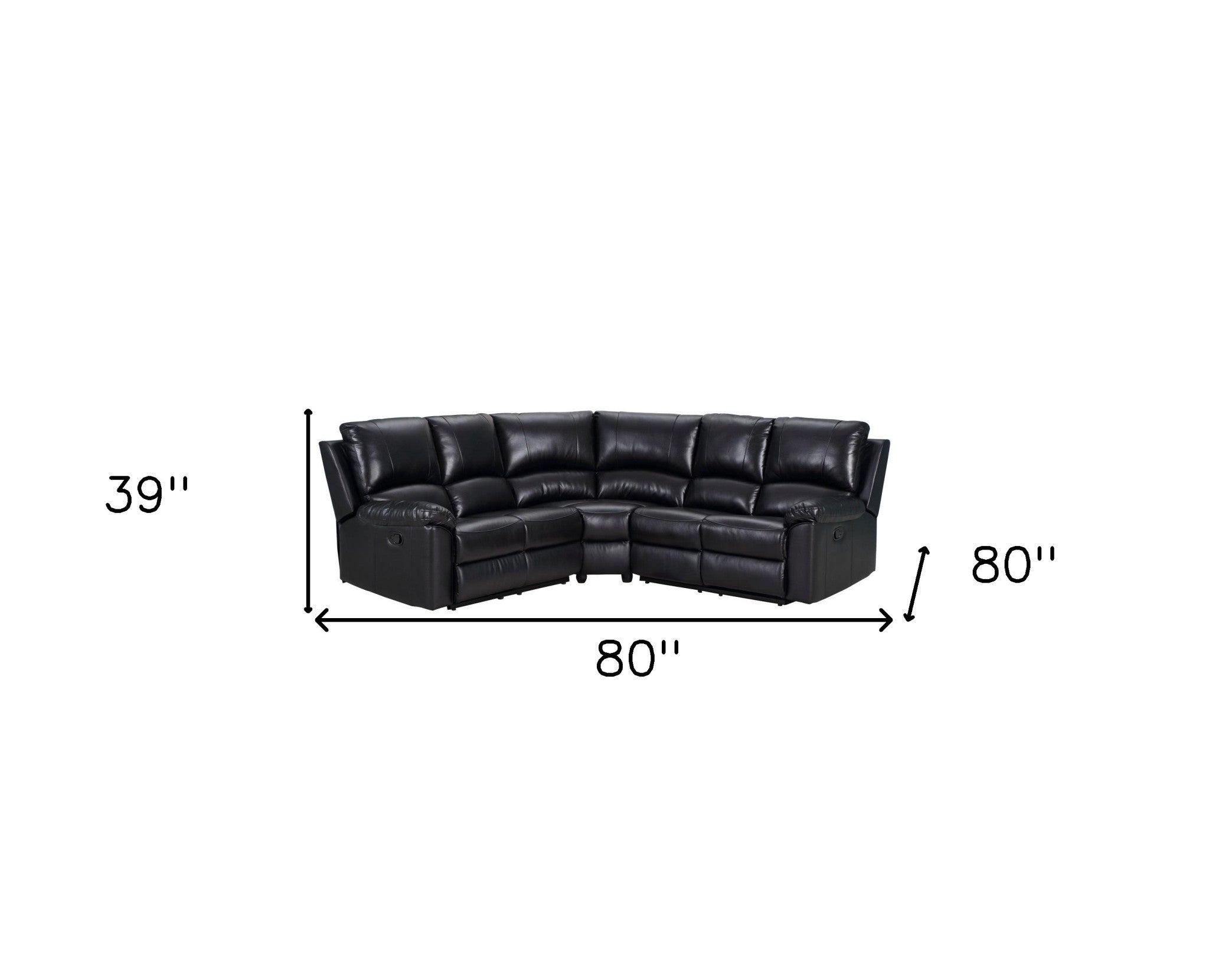 Black Polyester Blend Reclining U Shaped Three Piece Corner Sectional