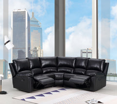 Black Polyester Blend Power Reclining U Shaped Three Piece Corner Sectional