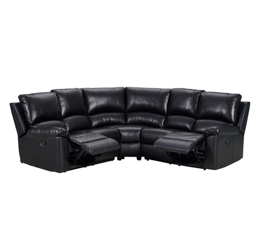 Black Polyester Blend Power Reclining U Shaped Three Piece Corner Sectional