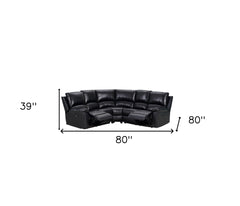 Black Polyester Blend Power Reclining U Shaped Three Piece Corner Sectional