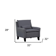 32" Gray And Black Fabric Arm Chair