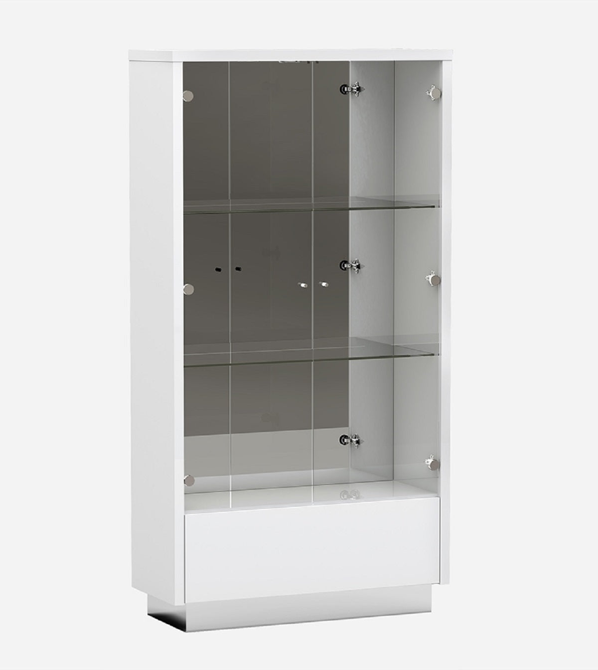 68" Silver and White Display Stand with One drawer