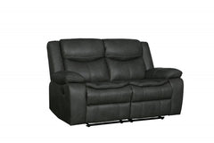 64" Gray Faux Leather Manual Reclining Love Seat