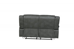 64" Gray Faux Leather Manual Reclining Love Seat