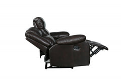 64" Brown Faux Leather Manual Reclining Love Seat