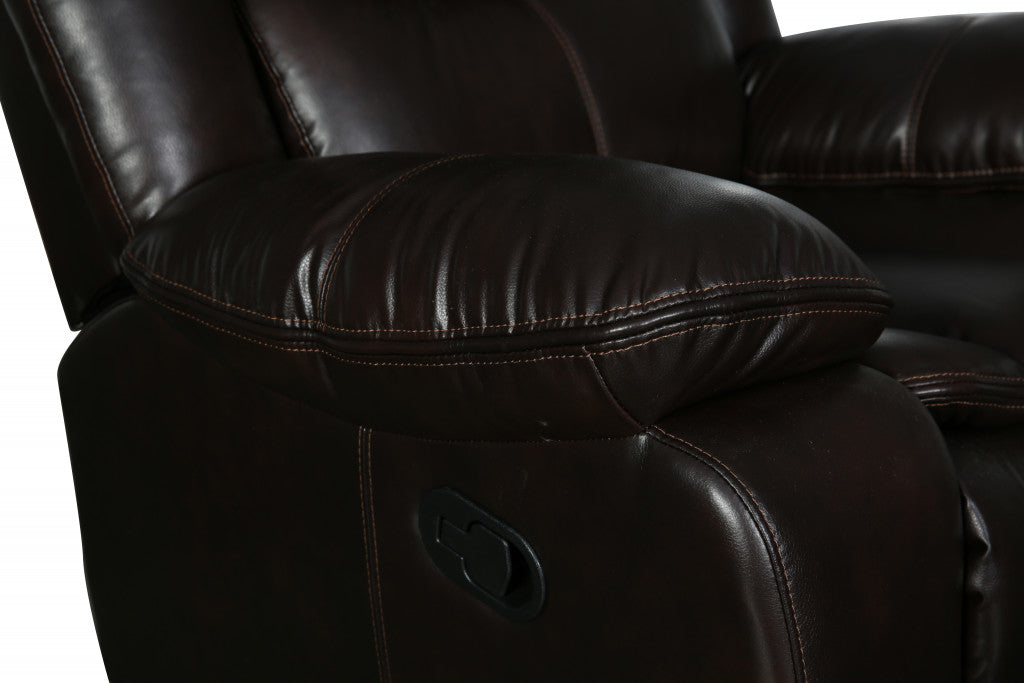 64" Brown Faux Leather Manual Reclining Love Seat