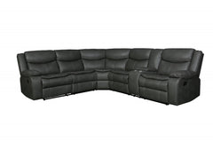 Gray Polyester Blend Reclining U Shaped Three Piece Corner Sectional With Console