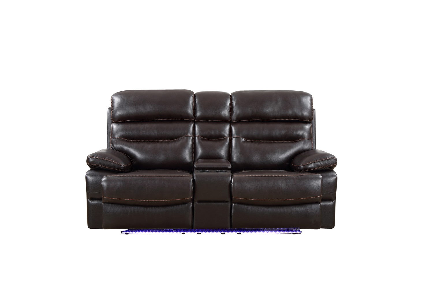 78" Brown Faux Leather Power Reclining Love Seat With Storage