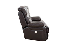 78" Brown Faux Leather Power Reclining Love Seat With Storage