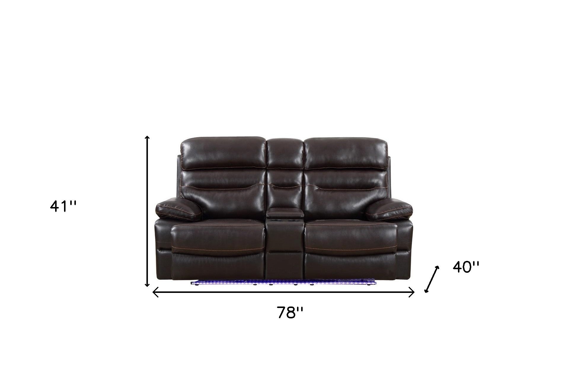 78" Brown Faux Leather Power Reclining Love Seat With Storage