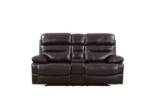 78" Brown Faux Leather Manual Reclining Love Seat With Storage