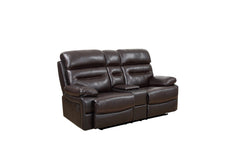 78" Brown Faux Leather Manual Reclining Love Seat With Storage