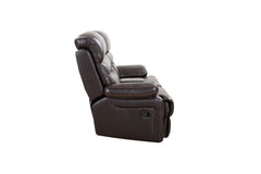 78" Brown Faux Leather Manual Reclining Love Seat With Storage