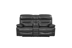 78" Gray Faux Leather Manual Reclining Love Seat With Storage