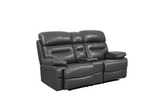 78" Gray Faux Leather Manual Reclining Love Seat With Storage