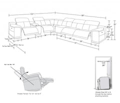 Gray Italian Leather Power Reclining U Shaped Seven Piece Corner Sectional With Console