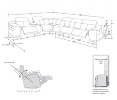 Gray Italian Leather Power Reclining U Shaped Seven Piece Corner Sectional With Console - Homeroots