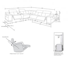 White Italian Leather Power Reclining U Shaped Six Piece Corner Sectional With Console