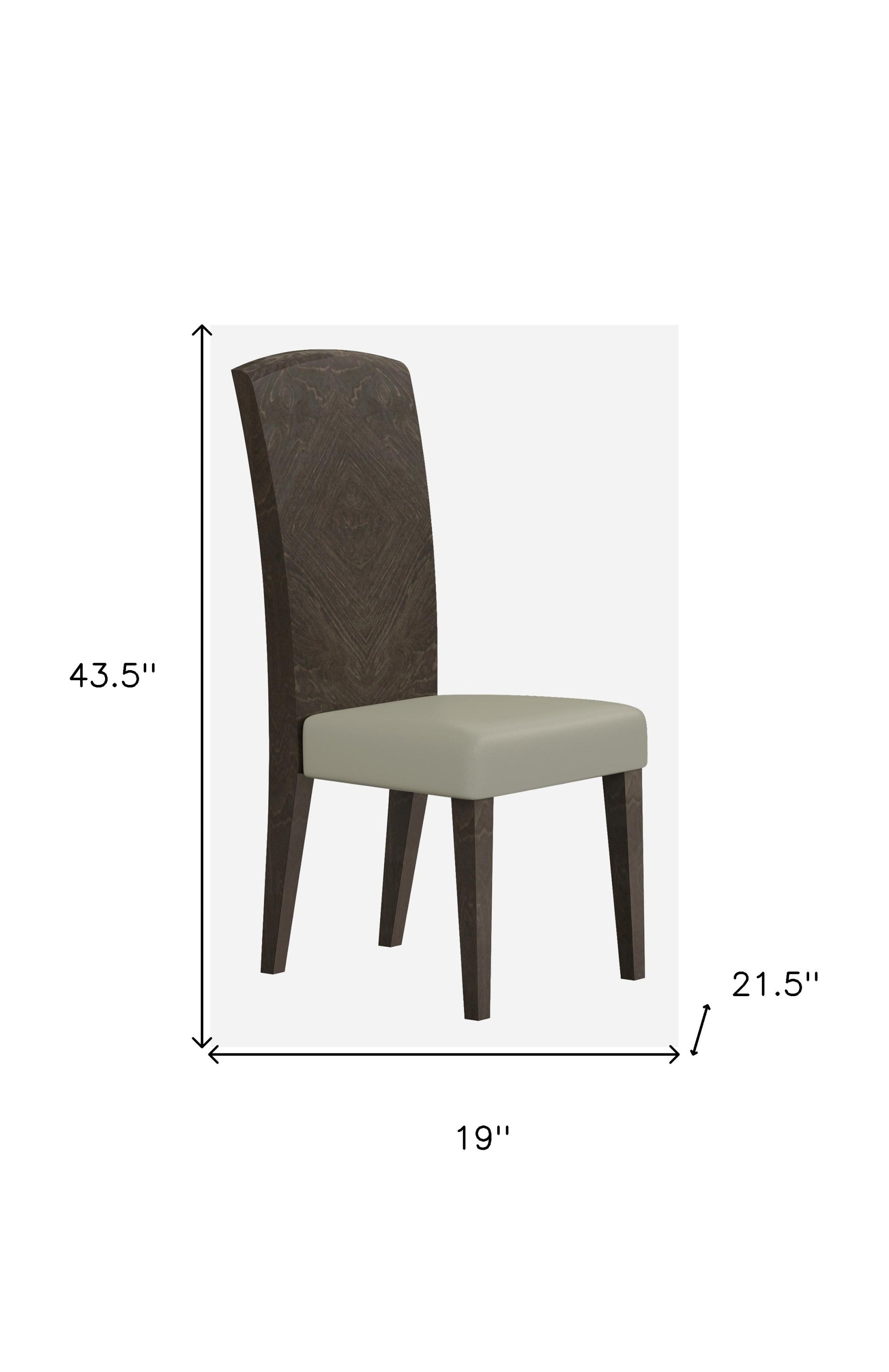 Set of Two Gray And Espresso Upholstered Dining Side Chairs