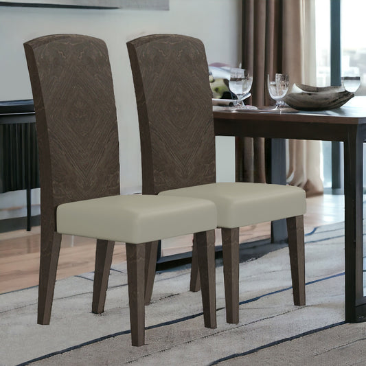 Set of Two Gray And Espresso Upholstered Dining Side Chairs