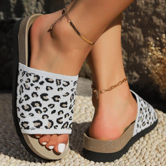 Leopard Open Toe Sandals - Trendsi