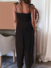 Full Size Smocked Spaghetti Strap Wide Leg Jumpsuit Trendsi