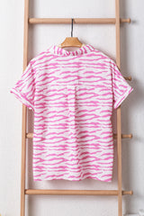 Printed V-Neck Short Sleeve T-Shirt Trendsi