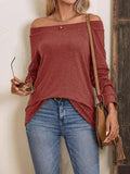 Off-Shoulder Long Sleeve T-Shirt - Trendsi